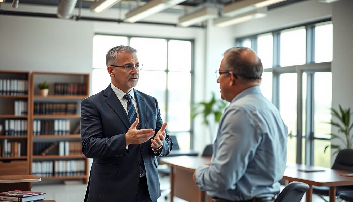 Consultation with a truck accident attorney Clearwater in a bright office, focused discussion.