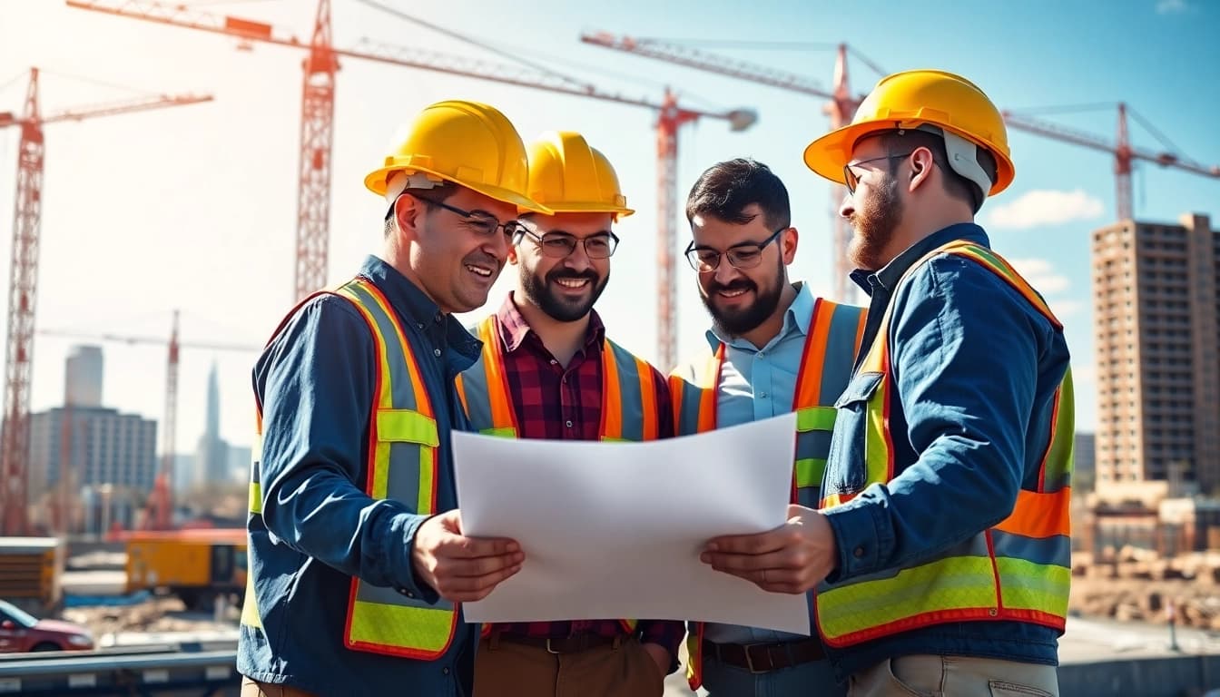 Southern California Contractors Association professionals collaborating at a dynamic construction site.