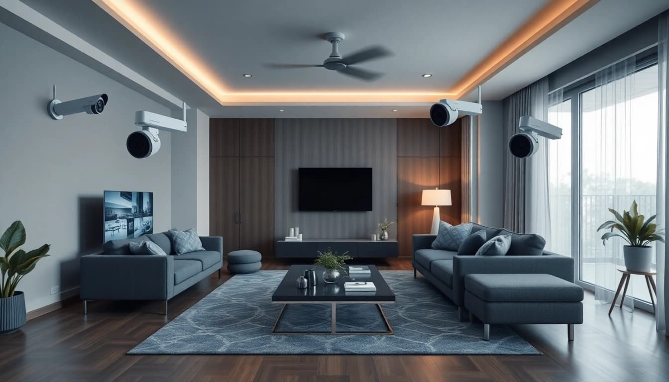 Cámaras Dahua integradas en un sistema de seguridad para el hogar moderno que muestra capacidades avanzadas de monitoreo.