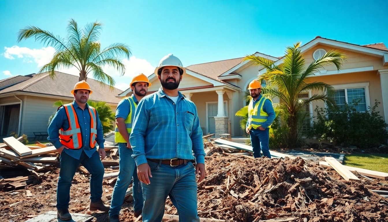 Assessing Florida Hurricane Damage with restoration team actively working on recovery efforts.