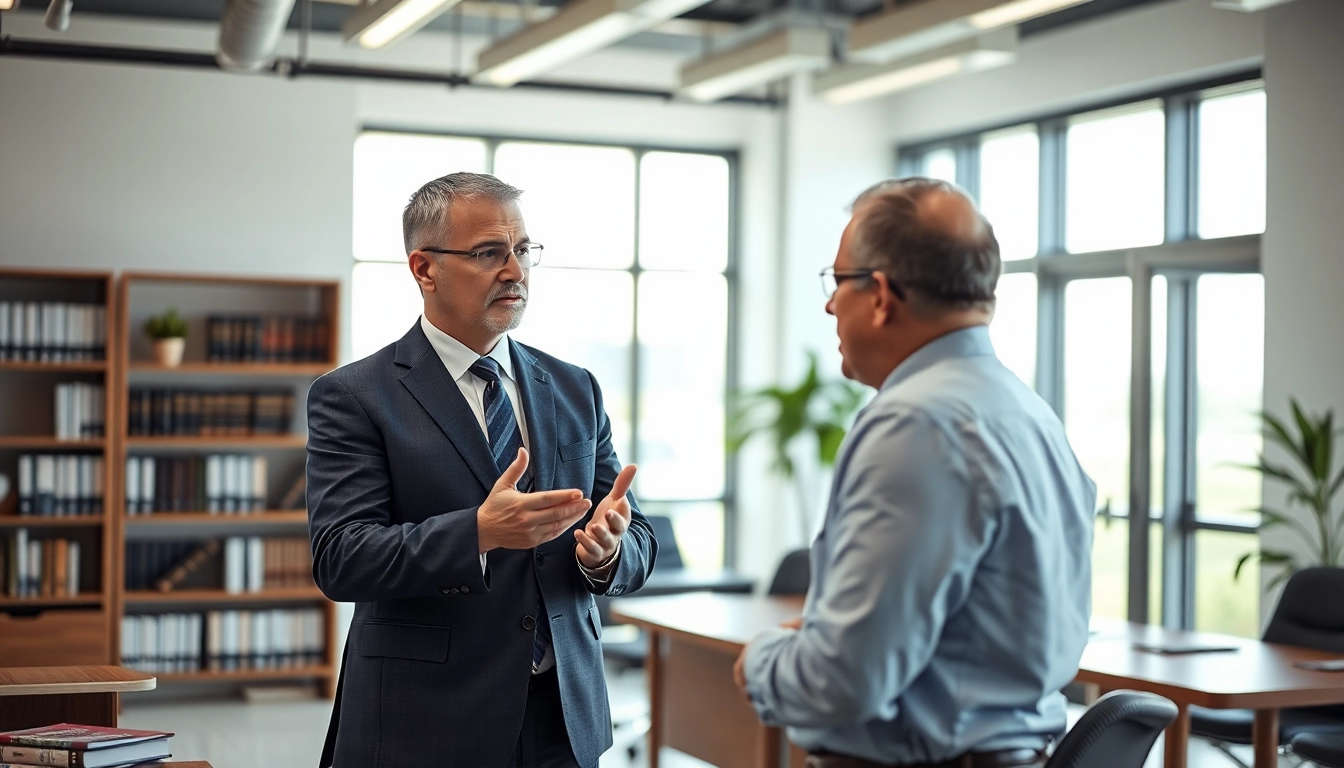Consultation with a truck accident attorney Clearwater in a bright office, focused discussion.