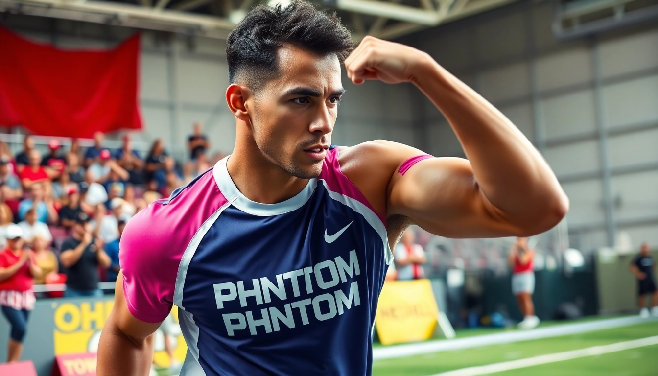 Aktiver Athlet demonstriert phantom athletics Ausrüstung mit hoher Energie und Fokus.