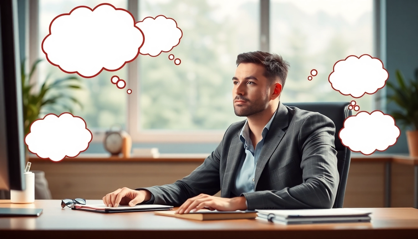 Address brain fog with a focused individual navigating through mental distraction at a desk.