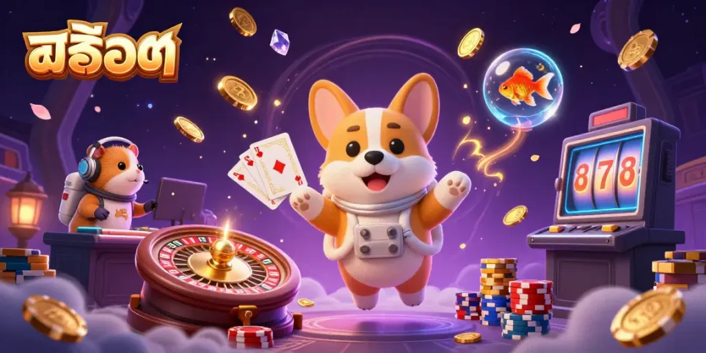 Experience the excitement of สล็อต with a corgi astronaut gaming in a zero-gravity casino.
