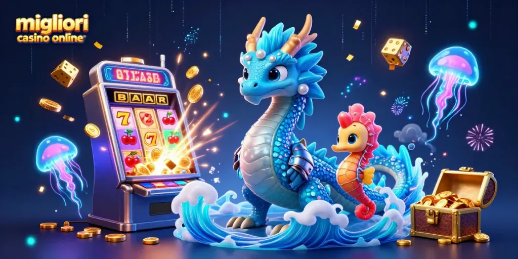Gioca nei migliori casino online con il drago d'acqua e il cavaliere cavallino in un'avventura vibrante.