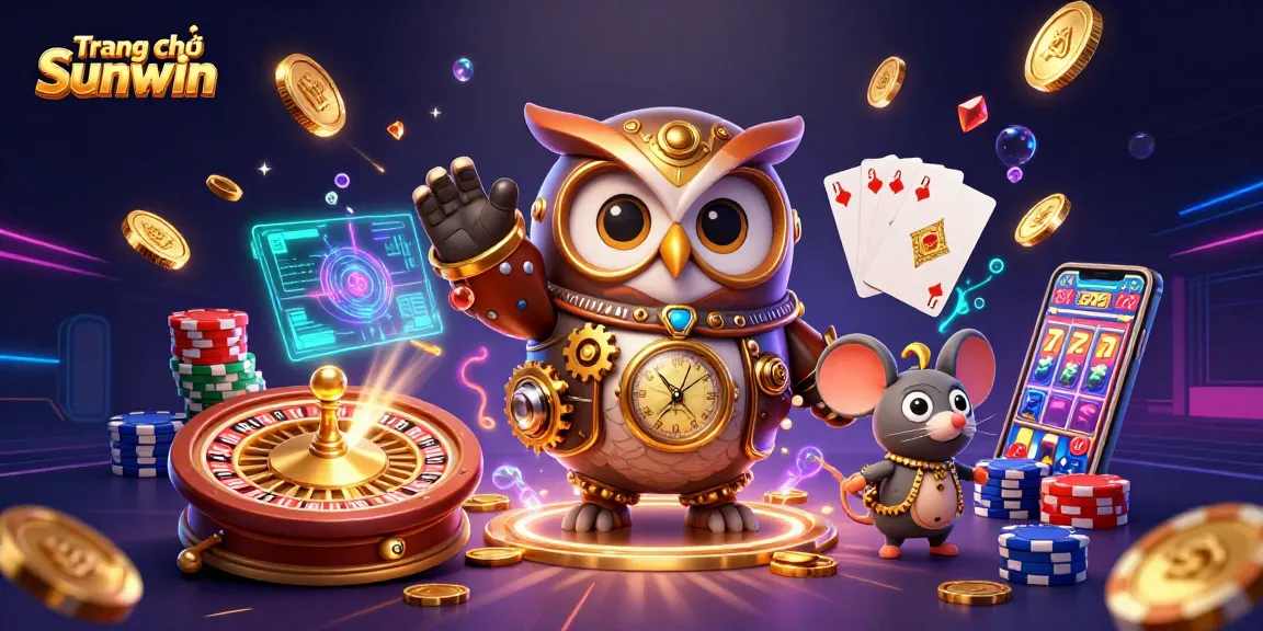 Engage with the immersive world of Trang chủ Sunwin featuring vibrant 3D casino elements.