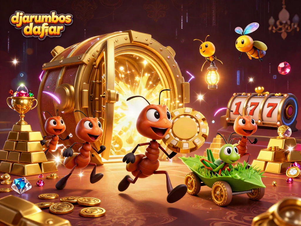 Engage with the vibrant djarumbos daftar scene featuring playful ants in a casino heist.