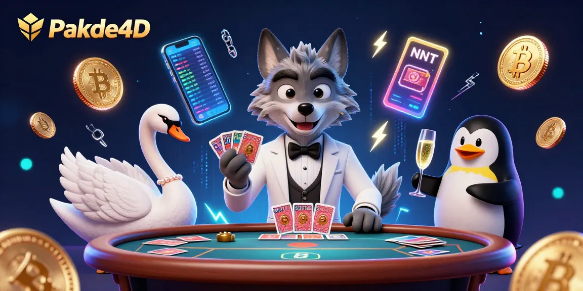Experience the thrill of Pakde4D with a wolf and swan at a baccarat table, showcasing luxury and excitement.