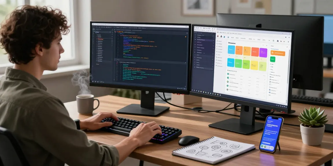 Developer immersed in coding at a stylish tech workspace, illustrating spicy ai innovation.