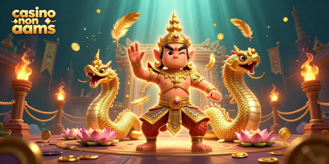 Interagire con i casino non AAMS attraverso un'arte 3D vivace di un custode amichevole e di un Naga in una scena di gioco dinamica.