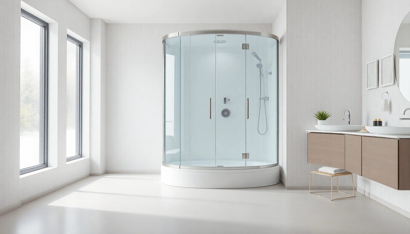 Betrachten Sie die elegante sonni Duschkabine in einem modernen Badezimmer mit Glas- und Chromdetails.