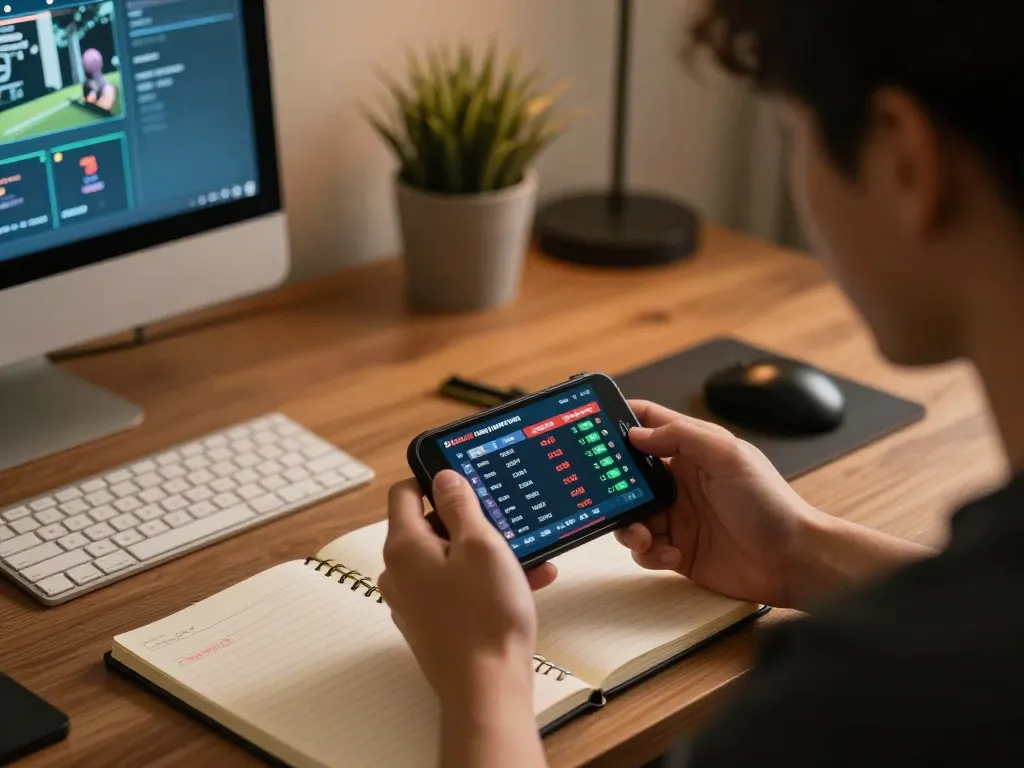 Engaged user exploring live sports betting on jae888 mobile app in a cozy home setting