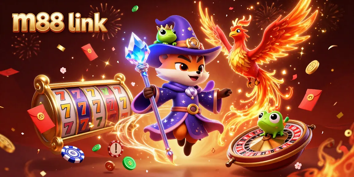 Experience the excitement of m88 link with a vibrant 3D casino scene full of dynamic betting elements.