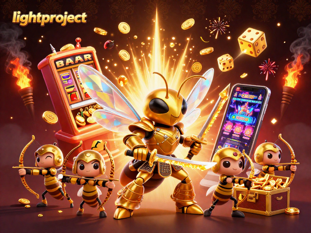Join the lightproject as a golden hornet samurai leads a spirited casino scene filled with jackpots.