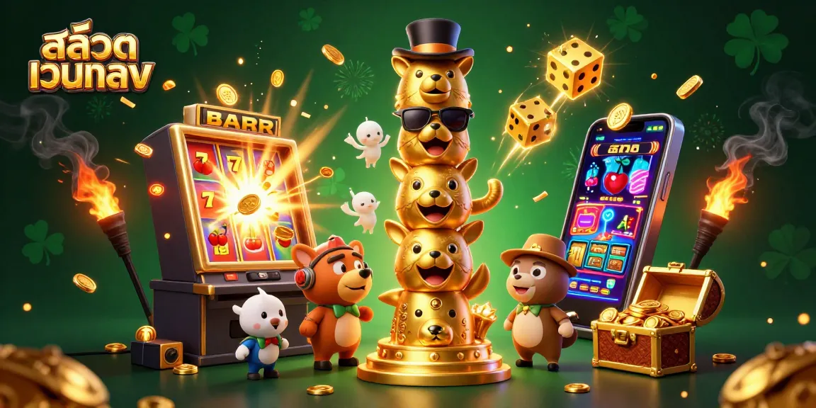 Experience the thrill of สล็อตเว็บตรง with vibrant 3D visuals of jackpot symbols and winning elements.