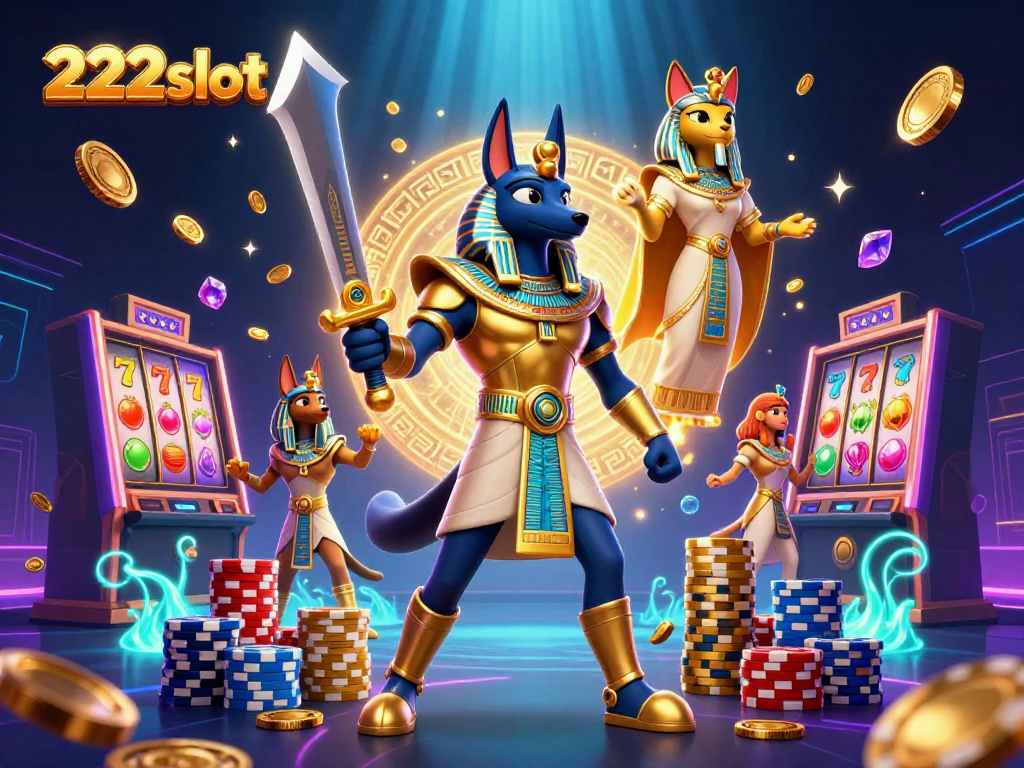 Rasakan keseruan permainan slot online di 222slot dengan karakter Anubis dan Bastet yang memikat.