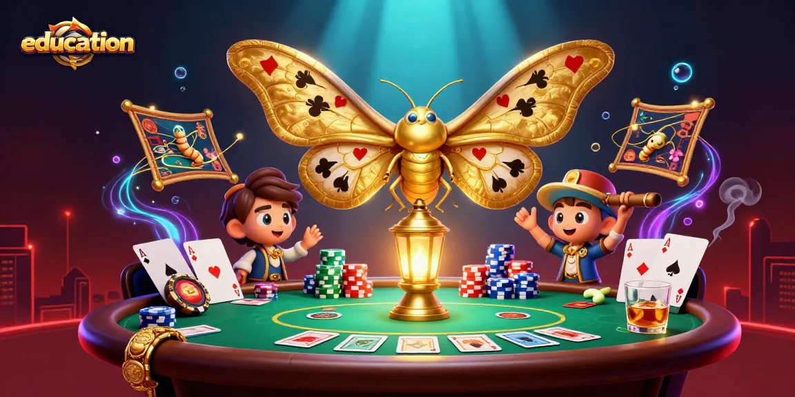 Play casino games to enhance education, highlighted by a majestic moth in a rich 3D scene.