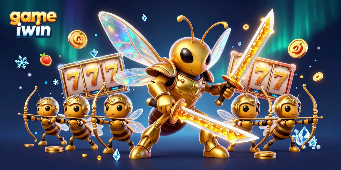 Engage in thrilling gameplay with game iwin featuring a victorious hornet in a dynamic casino scene!