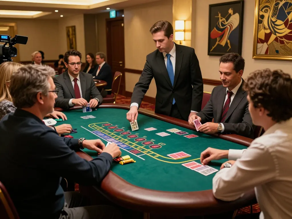 Engaging blackjack gameplay at c168-co casino, showcasing dealer in action and players' excitement.
