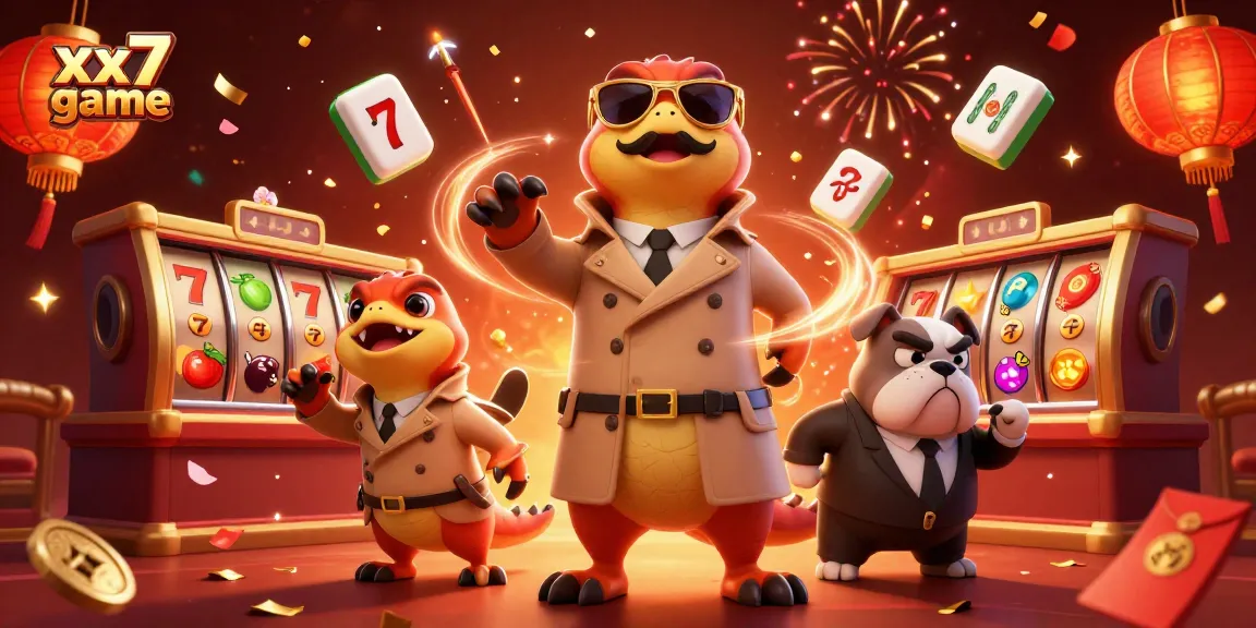 Exciting scene from the xx7 game featuring raptors, a bulldog bouncer, and casino elements.
