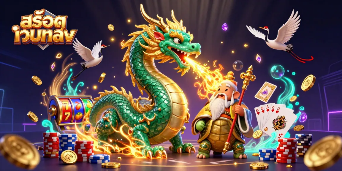Experience winning spins with สล็อตเว็บตรง as the jade dragon and turtle sage guide your luck in this dynamic scene.