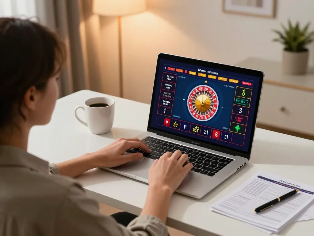 Engaging gameplay on cm88 com with a player at home using a laptop for casino games.