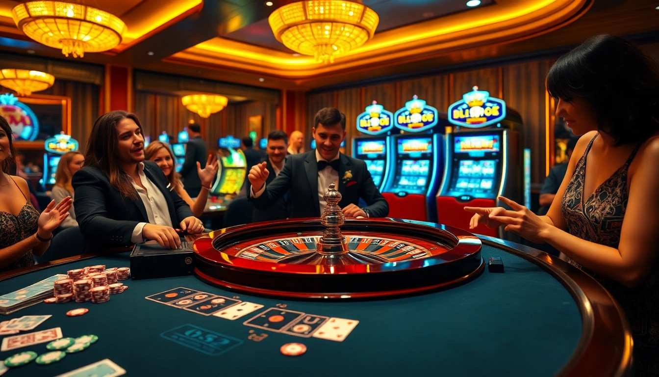 Players enjoying a thrilling casino experience at a roulette table themed around b52 bomber strategics.