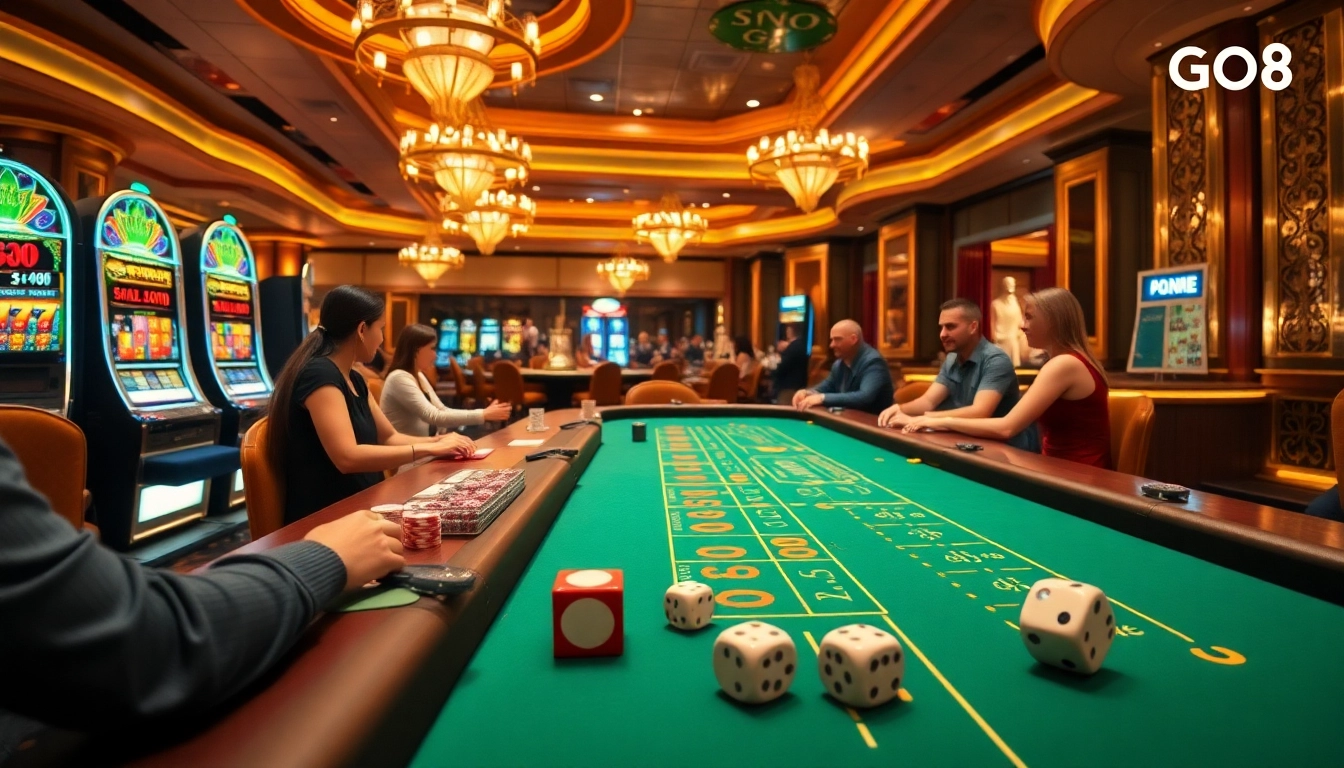 Players enjoying intense moments at the GO8 casino with vibrant tables and engaging games.