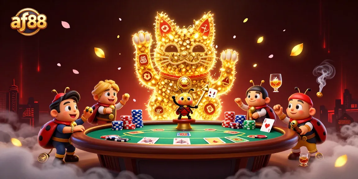 Experience the captivating gaming world of af88 with golden fireflies and casino symbols coming alive.