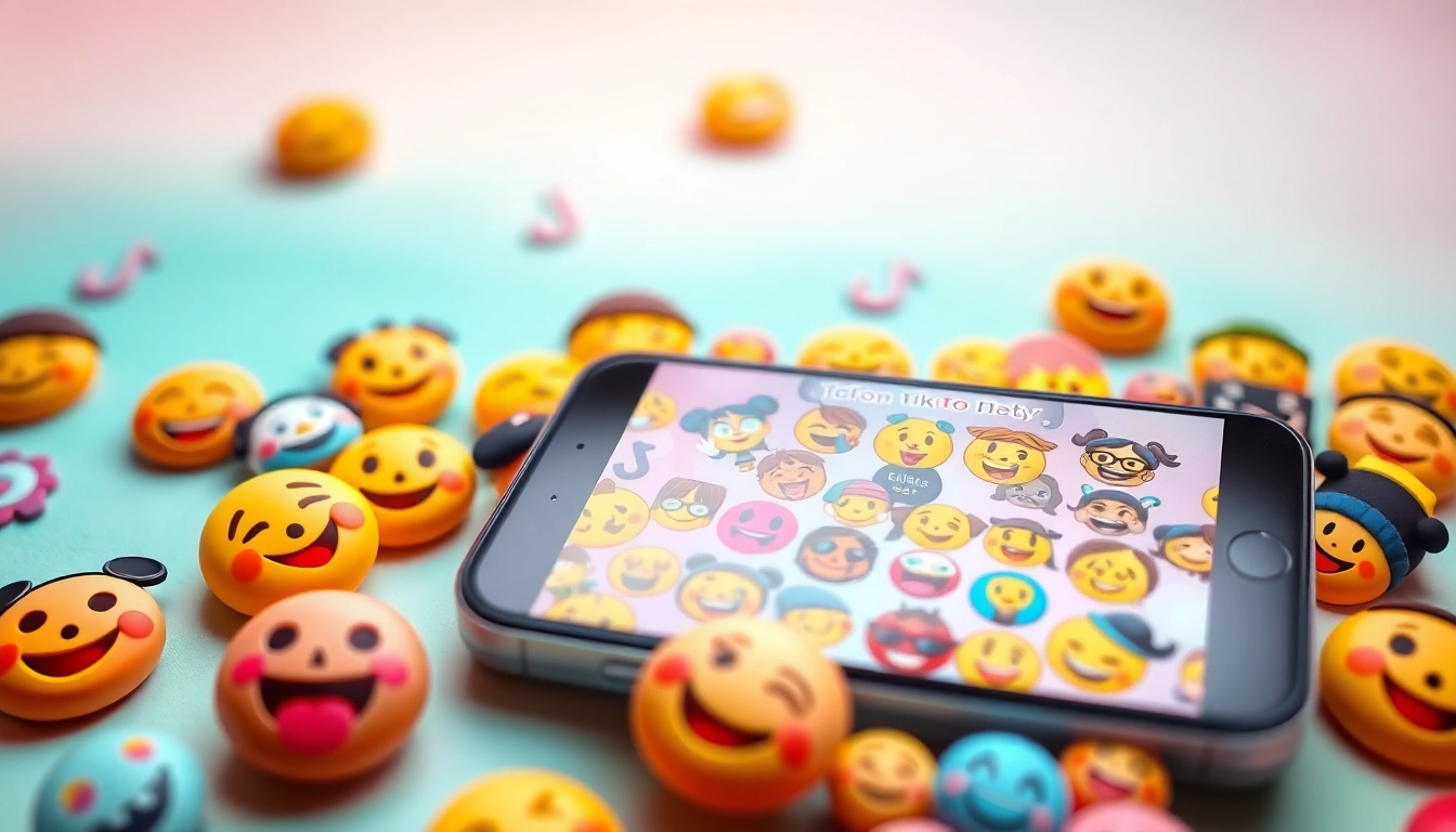 Engaging collage of tiktok emojis showcasing vibrant colors and fun expressions. 2