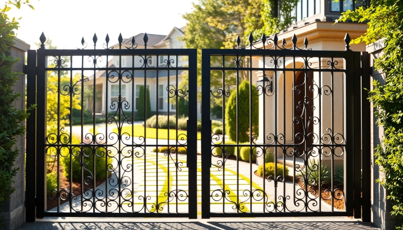 Showcasing custom steel gates designed for elegance and security in a beautiful garden setting.