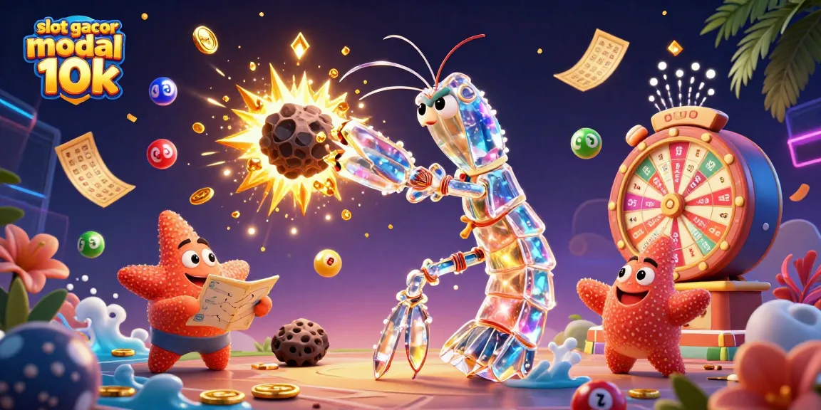 Experience excitement with slot gacor modal 10k as animated characters engage in thrilling gameplay and lottery fun.