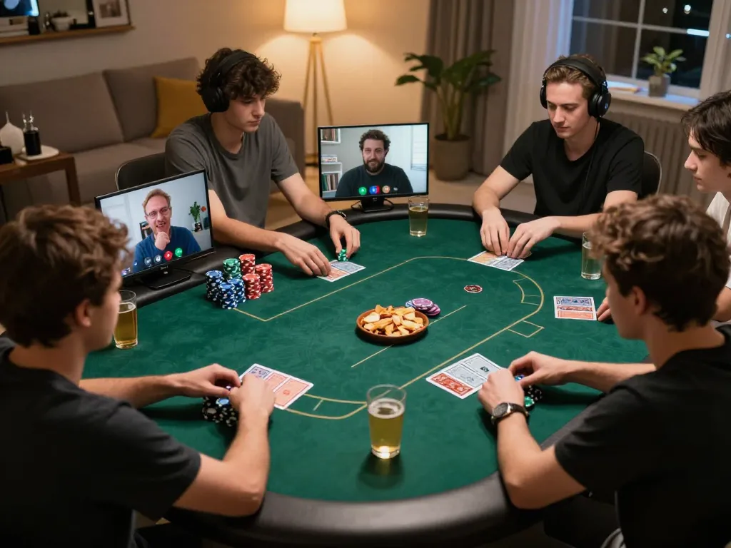 Players engage in a lively online poker game at SC88, showcasing strategy and camaraderie.