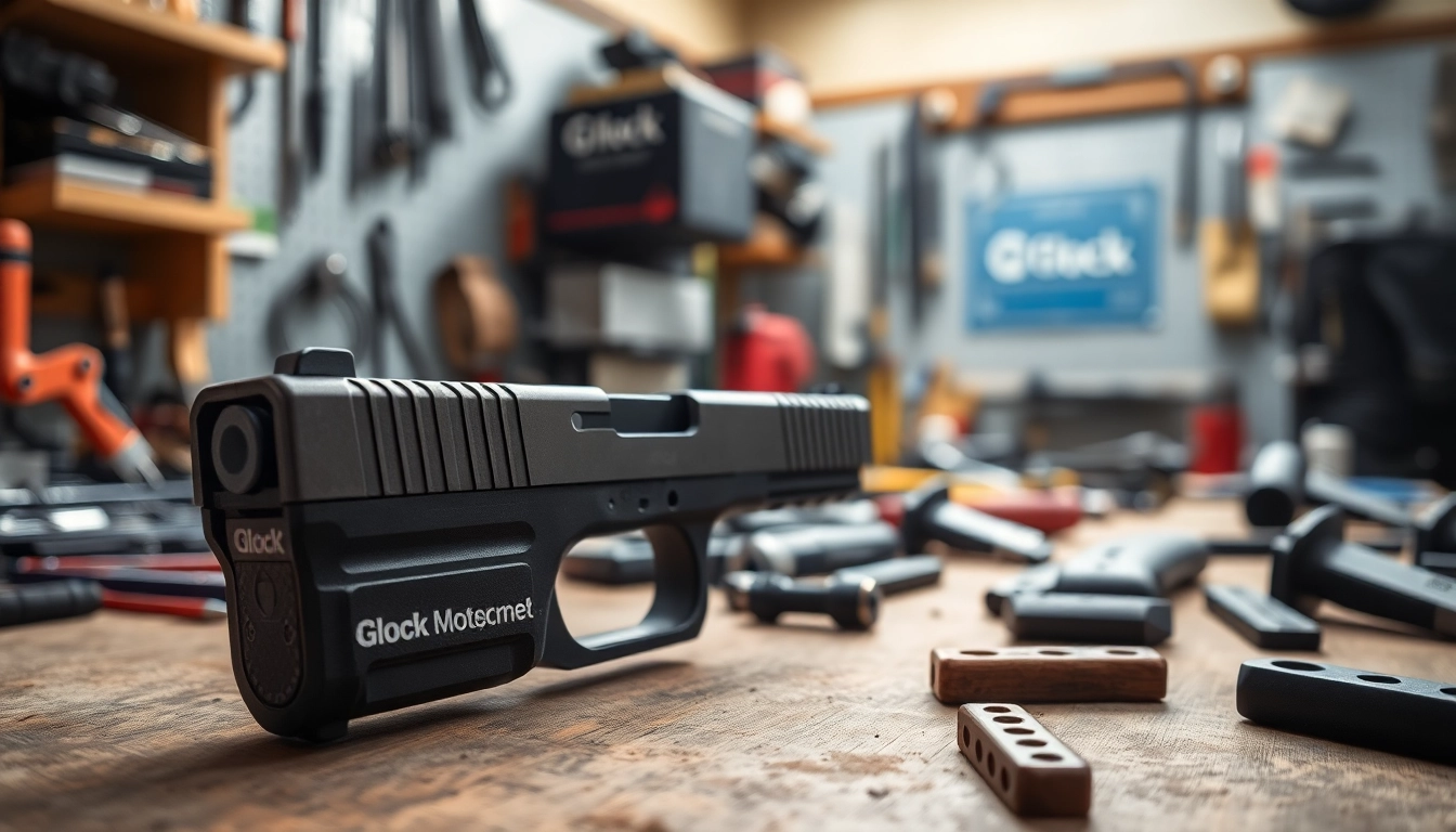 Inspecting a glock 17 slide oem with high detailing and precision in a workshop.