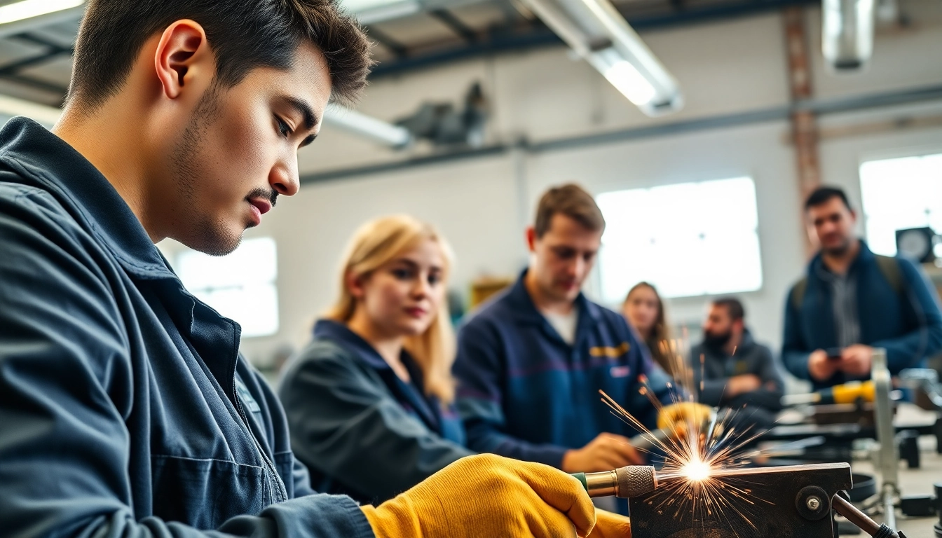 Students actively participating in hands-on learning at an abc trade school