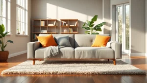 Stylish sofa bed uk in a modern living room with colorful cushions and natural light.