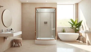 Erleben Sie die elegante sonni Duschkabine in einem modernen Badezimmer mit Glasverkleidung.