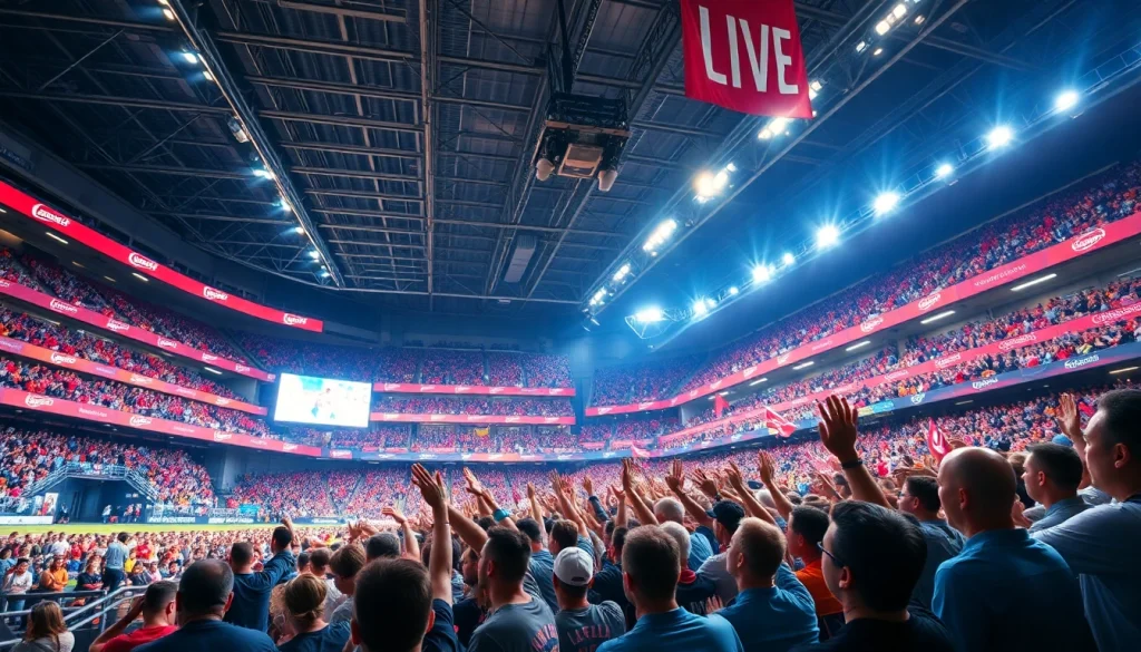 스포츠중계 실시간 중계 장면에서 팬들의 열정과 분위기를 보여줍니다.