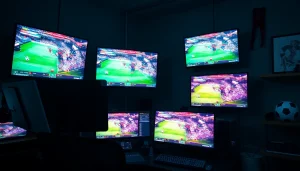 해외축구중계 실시간 중계 화면이 있는 프로페셔널 스포츠 스트리밍 세트업