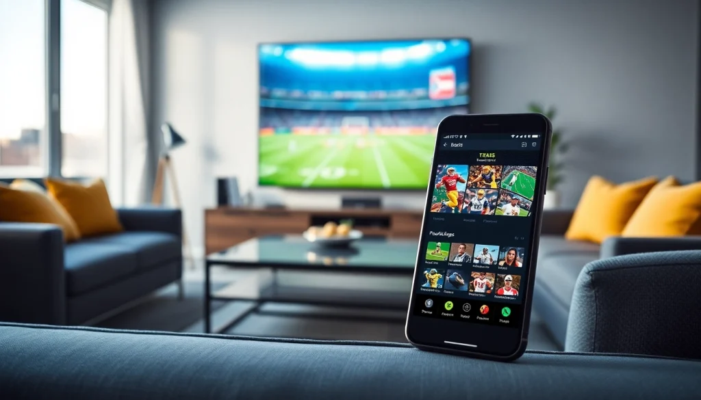 Engage with sports betting apps Texas showcased on a smartphone in a vibrant living room setting.