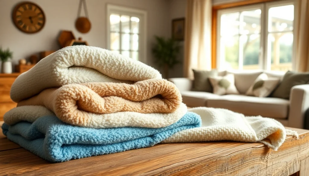 Fleece stof in verschillende texturen en kleuren, ideaal voor een warme en gezellige sfeer.