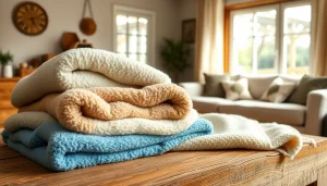 Fleece stof in verschillende texturen en kleuren, ideaal voor een warme en gezellige sfeer.