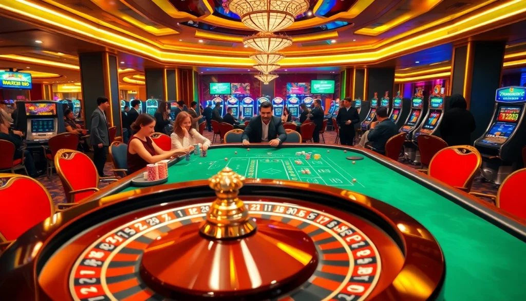 Embrace the thrill of gambling at a vibrant casino, with the phrase "Nếu như vậy bám vào đây" featured prominently.