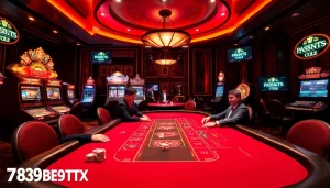 Experience the excitement of 789BET.COM at a luxury casino poker table with engaged players.