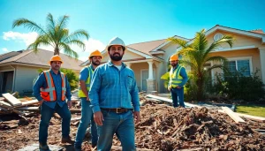 Assessing Florida Hurricane Damage with restoration team actively working on recovery efforts.