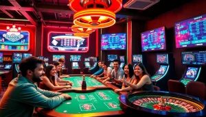 Engaging players enjoying popular online casinos Canada games in a vibrant setting.