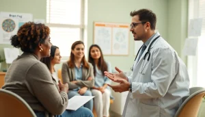Addressing brain fog symptoms with patients in a supportive clinic environment.