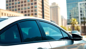 Enhance your ride with auto window tint near me, showcasing a sleek car with quality tinting.