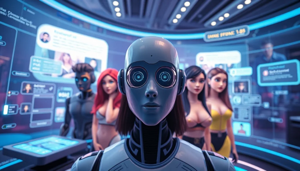 NSFW AI chatbot interactive interface showcasing diverse character avatars.