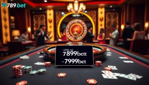 Engaging gambling scene featuring nhà cái 789bet with vibrant casino tables and roulette wheel.